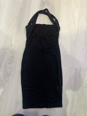 naked wardrobe Black Halter Midi Dress